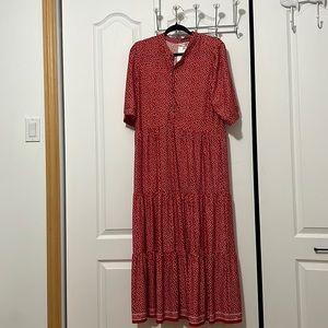 Red Patterned Maxi Dress